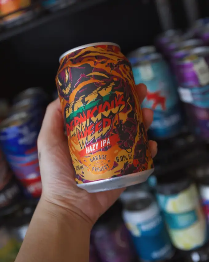 A colourful craft beer can photographed at Crafty's